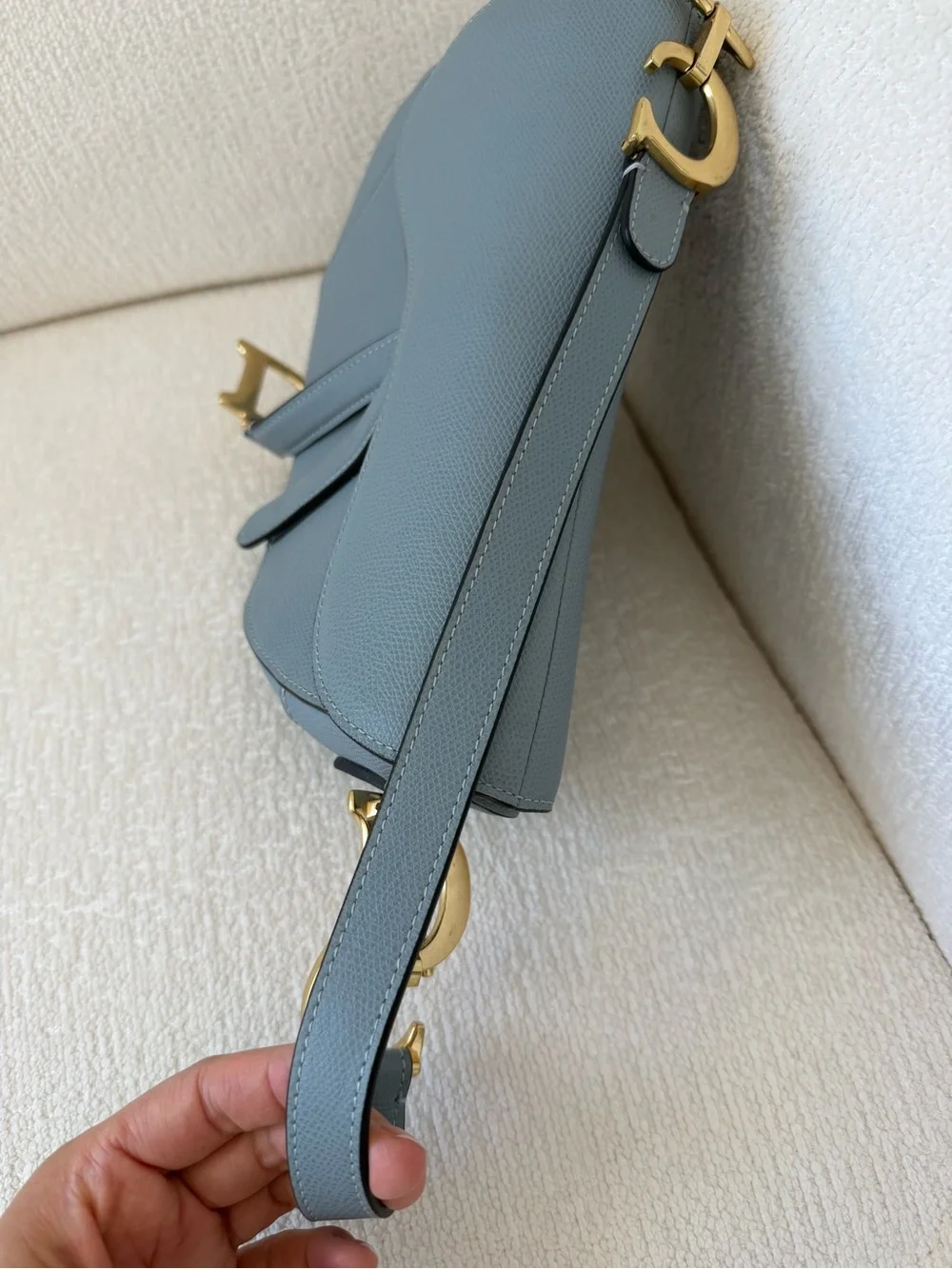 Dior Grey Saddle Bag with Gold 'D' Hardware